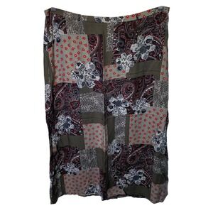 Sag Harbor Patchwork Midi Skirt Women 18 Multicolor Paisley Floral Cottage Artsy